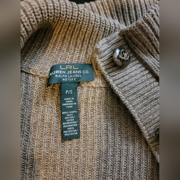 LRL Ralph Lauren Crochet Knit Cardigan with Suede Elbow Pads - Picture 7 of 8